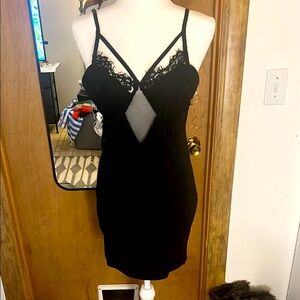 NWT Black Lace Trim Slip Dress 💜